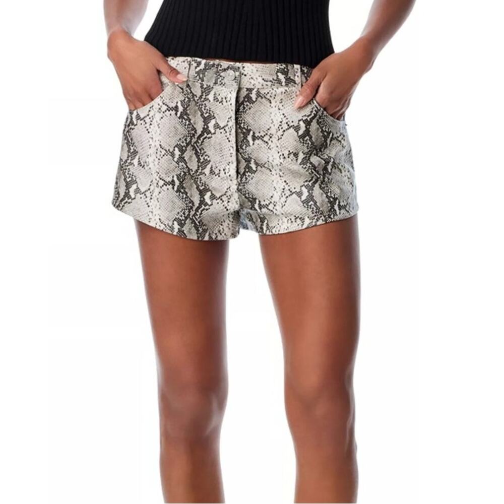 Steve Madden Women Snake Animal Print Faux Leather Casual Shorts Size S